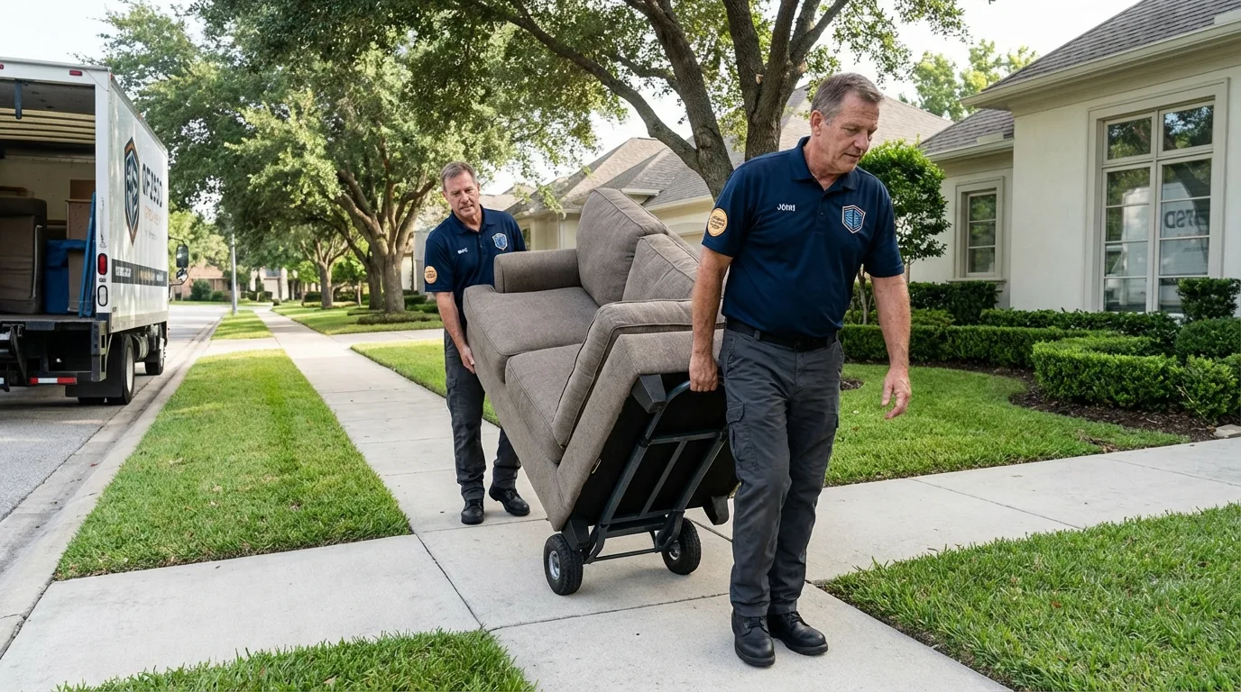 Local residential moving crew loading furniture in South Amboy, NJ