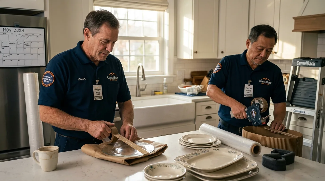 Professional crew packing kitchen dishware in South Amboy, NJ